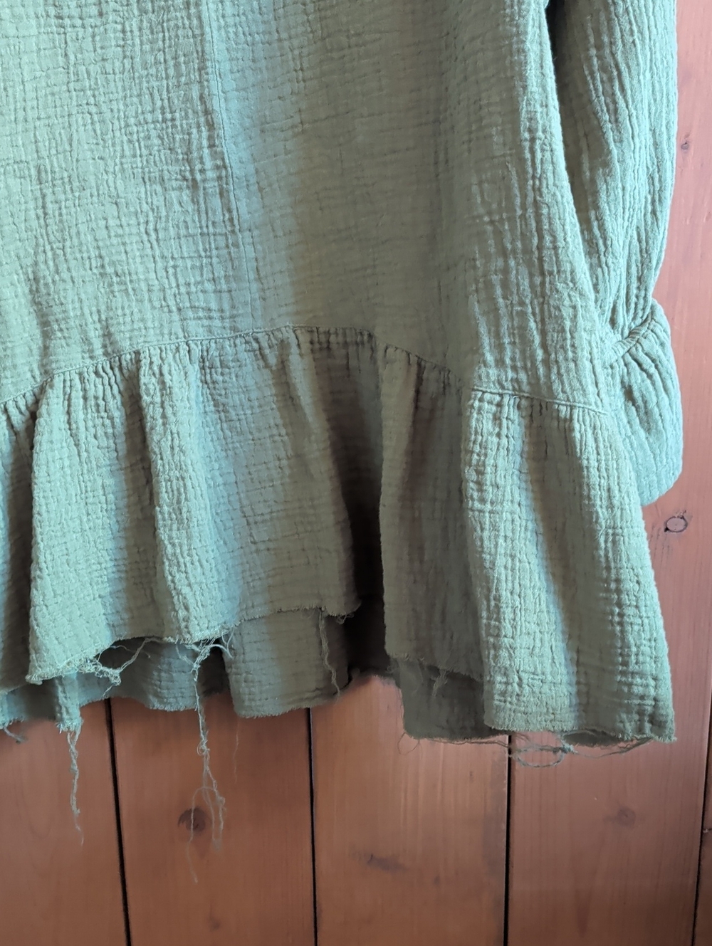 Canon Olive Green Gauze V-Neck Peplum Tunic - Picture 3 of 4